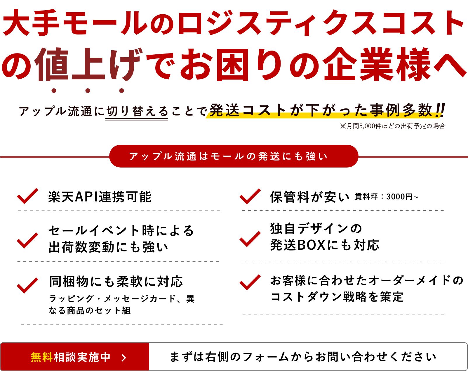 大手モールのロジスティクスコスト大手モールのロジスティクスコスト
